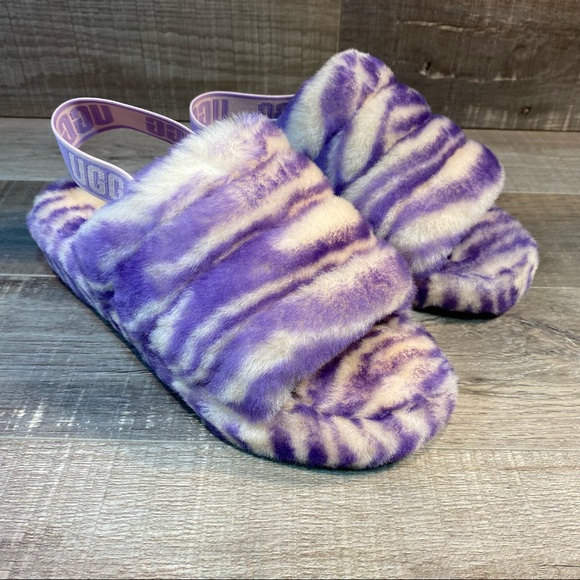 UGG Shoes - UGG Purple and White Fuzzy Sandals
